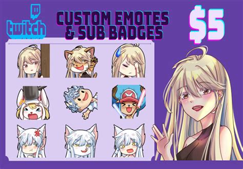 Create Custom Emote Sub Badges For Twitch Discord Vtuber By Kumokuu