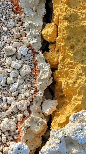 Premium Photo | A large rock with a yellow and white color scheme