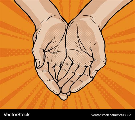 Cupped Hands Pop Art Retro Comic Style Cartoon Vector Image