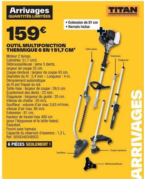 Promo Outil Multifonction Thermique 6 En 1 151 7 Cm Titan Chez Brico