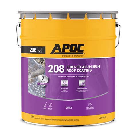 APOC High Gloss Silver Fibered Aluminum Roof Coating 5 Gal Stine Home