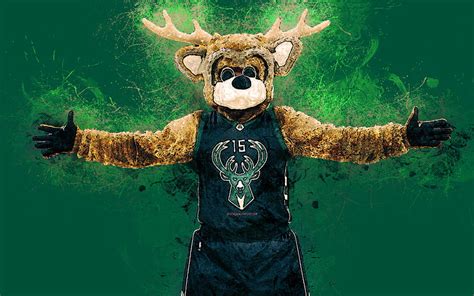 Bango Official Mascot Milwaukee Bucks Art Nba Usa Buck Grunge Art