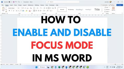 How To Enable And Disable Focus Mode In Ms Word 2022 Youtube