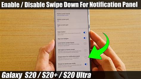 Galaxy S20s20 How To Enable Disable Swipe Down For Notification Panel Youtube