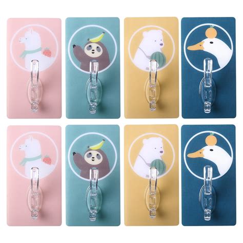 HOMEMAXS 8pcs Cartoon Storage Hooks Heavy Duty Wall Hook Home Self