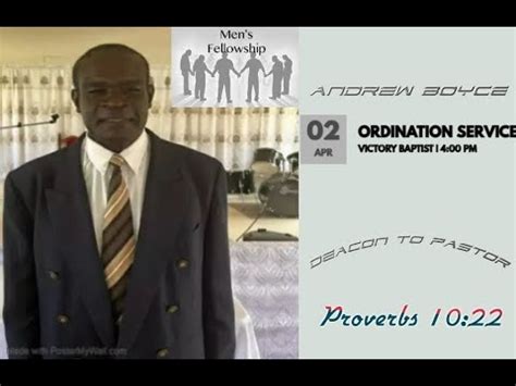 Ordination Service Of Andrew Boyce From Victory Baptist Pm Youtube