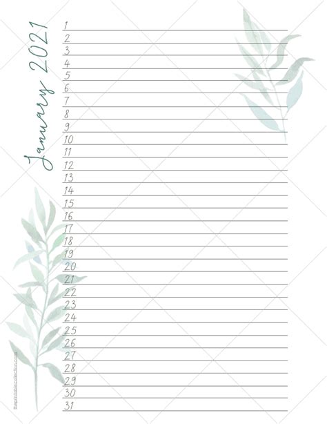 Lined Monthly Calendar Printable