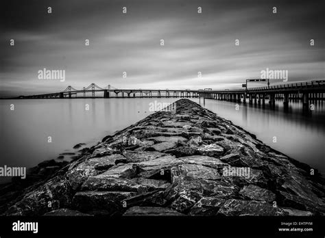 Long Exposure Of A Jetty And The Chesapeake Bay Bridge From Sandy