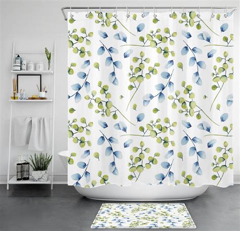 Refresh Your Bathroom With A Watercolor Eucalyptus Leaf Shower Curtain