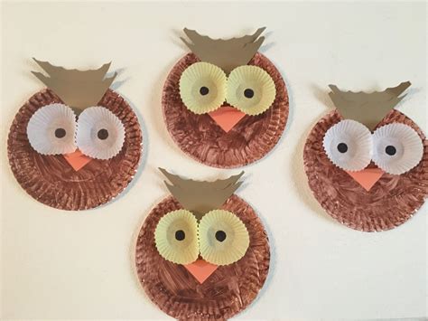 Fall Activity Paper Plate Owls With Cupcake Liner Eyes Autumn