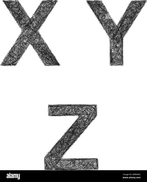 La L Nea De La Fuente Del Arte Las Letras X Y Z Imagen Vector De