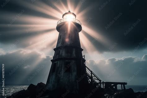 Beam of light emitted from a lighthouse. Generative AI Stock ...