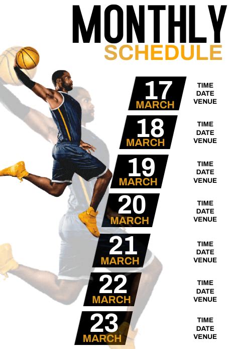 Copy Of Sport Schedule Poster Template Postermywall