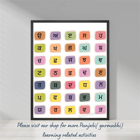 Punjabi Alphabet Wall Poster Printable Gurmukhi Alphabet Chart Uda