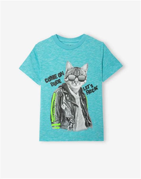 Голубая футболка с принтом Come on dude, let's rock для мальчика ...