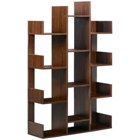 Tree Bookshelf Modern Free Standing Bookcase W 13 Open Shelves For