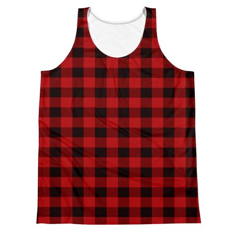 Plaid Tank Top Mens Red Buffalo Plaid Mens Tank Top Red And Etsy