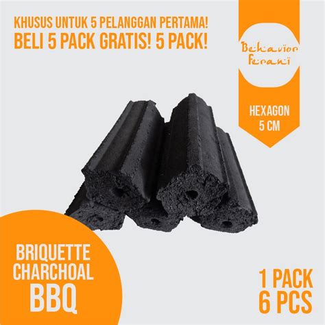 Jual Arang Charcoal Briket Hexagonal BBQ 1 Pack 6pcs 5cm Beli 5