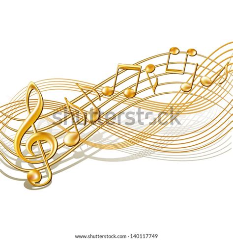 Gold Musical Notes Staff Background On Stock Vector (Royalty Free ...