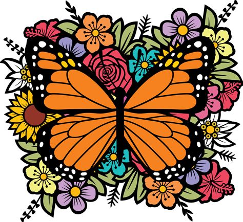 mariposa y flores color png ilustración 8513644 PNG