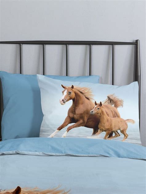 Parure De Lit Chevaux 1 Personne Bleu Kiabi 30 00