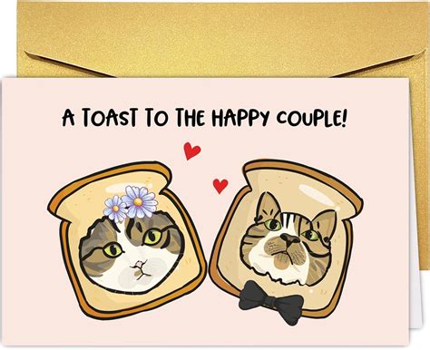 Funny Cat Toast Wedding Card For Couple Cute Wedding