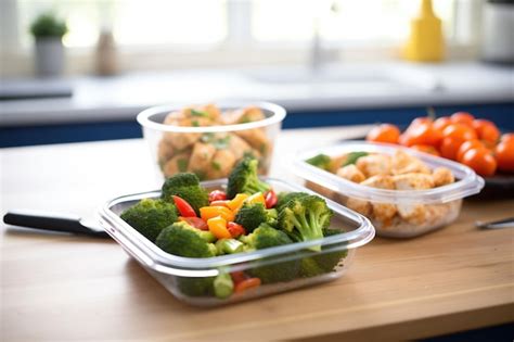 Premium Photo | Fitness meal prep containers with veggies