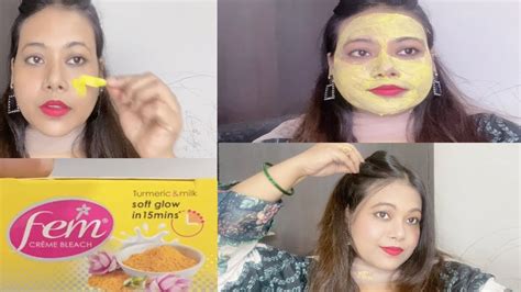 Fem Turmeric And Milk Cream Bleach Apply On Face At Home 🏡 Ghar Par Bleach Kaise Kare Facial