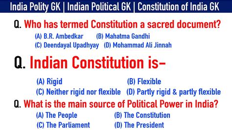 46 India Polity GK Indian Political GK Constitution Of India GK