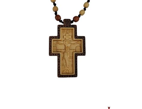 Wooden Byzantine Cross With Wooden Chain Monastiriaka