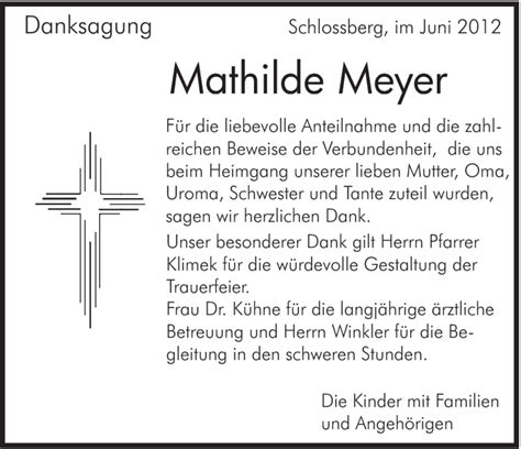 Traueranzeigen Von Mathilde Meyer OstalbTrauer