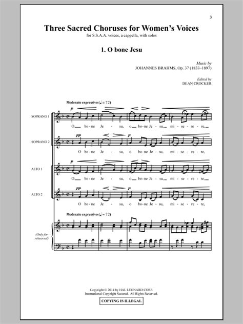 Three Sacred Choruses For Womens Voices By Dean Crocker Sheet Music