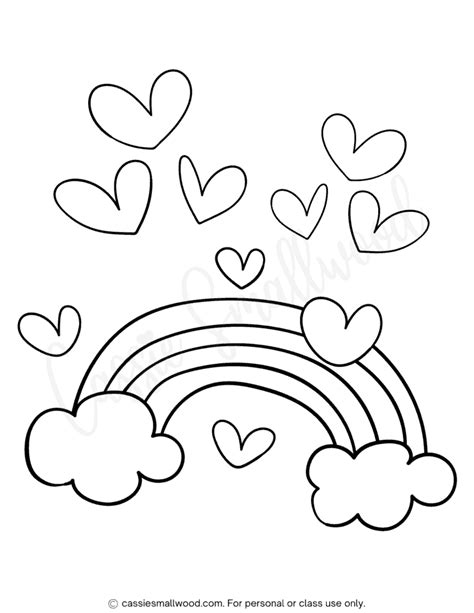 Rainbow Heart Image Coloring Page Cassie Smallwood