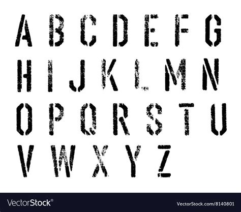 Grunge Stencil Alphabet Set Royalty Free Vector Image