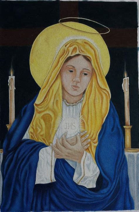 Nossa Senhora Da Euraristia Pintura Em Tecido Que Virou Uma Tela