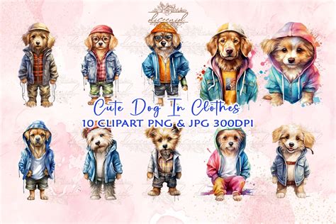 Cute Dog in Clothes Clipart Graphic by Diceenid · Creative Fabrica