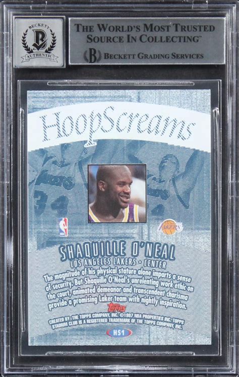 Shaquille O Neal Signed 1997 98 Stadium Club Hoop Screams HS1 BGS