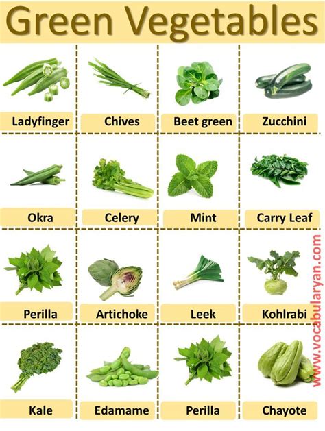 50 Green Leafy Vegetable Names In English With Pictures Vegetables