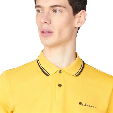 Ben Sherman Signature Mod Tipped Pique Polo In Yellow