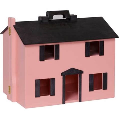 Wooden Folding Doll House with Black Roof, Pink, 1 - Kroger