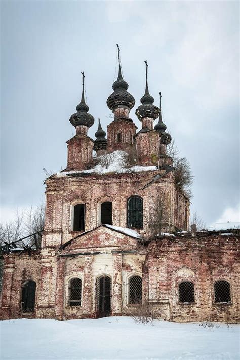 Destroyed Orthodox Church In Winter Stock Photo Image Of Destroyed