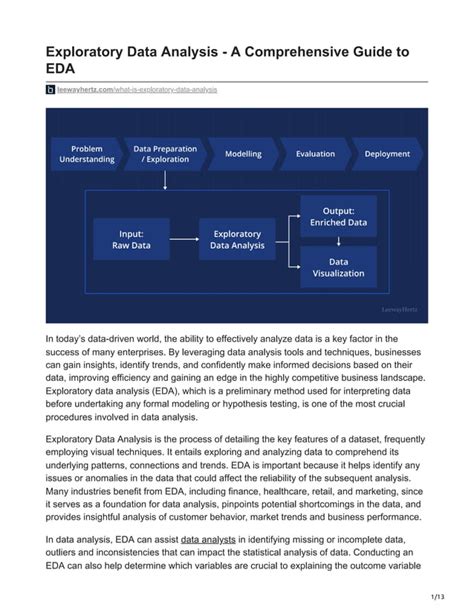 Exploratory Data Analysis A Comprehensive Guide To Eda Pdf