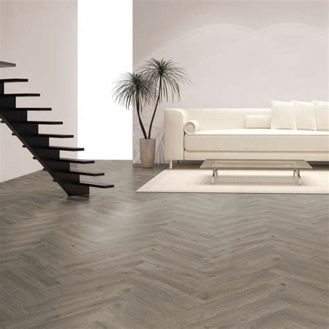 Liberty Floors Herringbone Spc 55mm Grey Oak Waterproof Rigid Vinyl