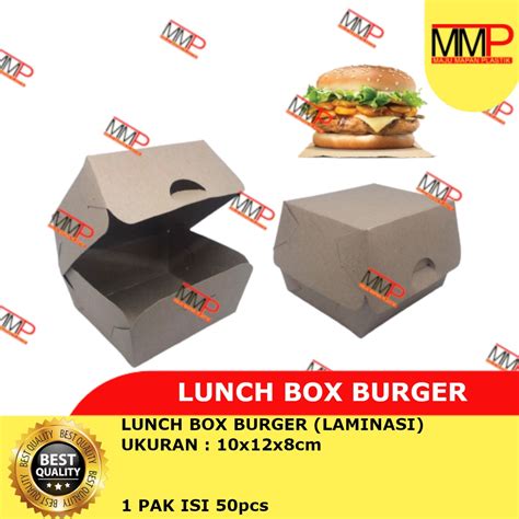 Jual 50 PCS Lunch Box Burger Kraft Box Burger Coklat Kotak Burger