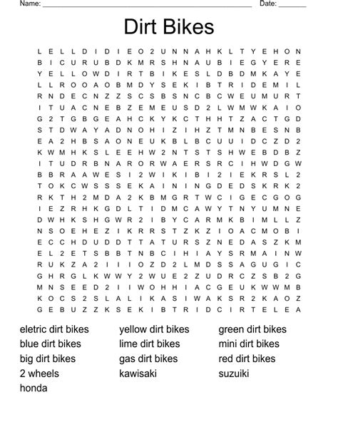 Motorcycle Word Search Printable