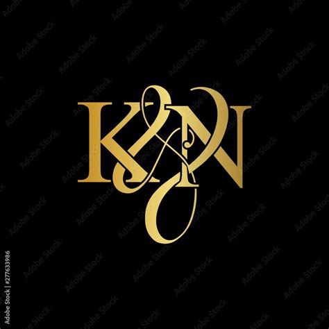 K & N KN logo initial vector mark. Initial letter K & A KA luxury art vector mark logo, gold ...