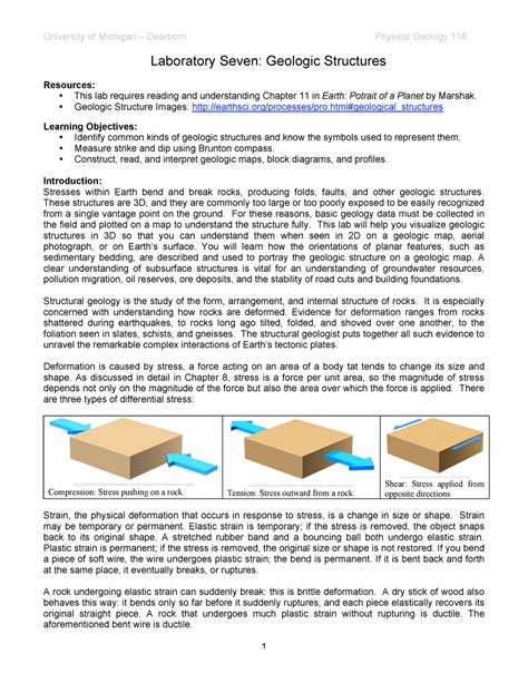 Lab 7 Geologic Structures Fall 2018 University Of Michigan Dearborn