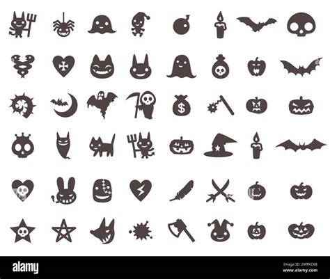 Set Of Cute Halloween Symbols Badges And Icons Stock Vector Image