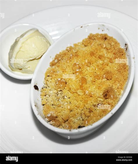 Apple Dessert With Ice Cream Stock Photo - Alamy