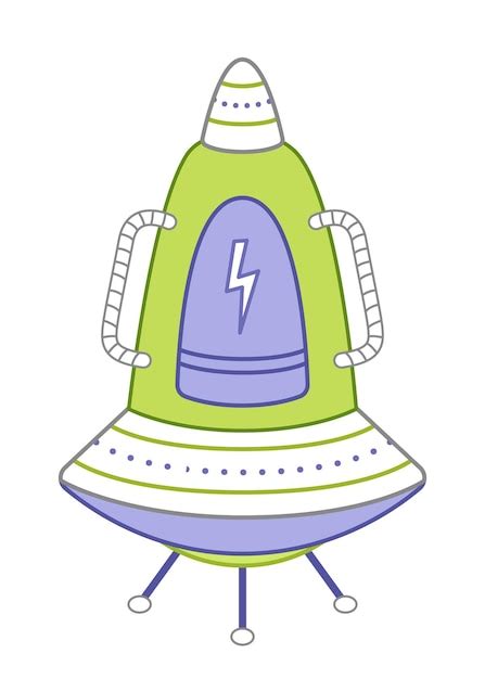 Disco Voador Ufo Verde Roxo Em Pernas Desenho Animado Plano Ilustra O